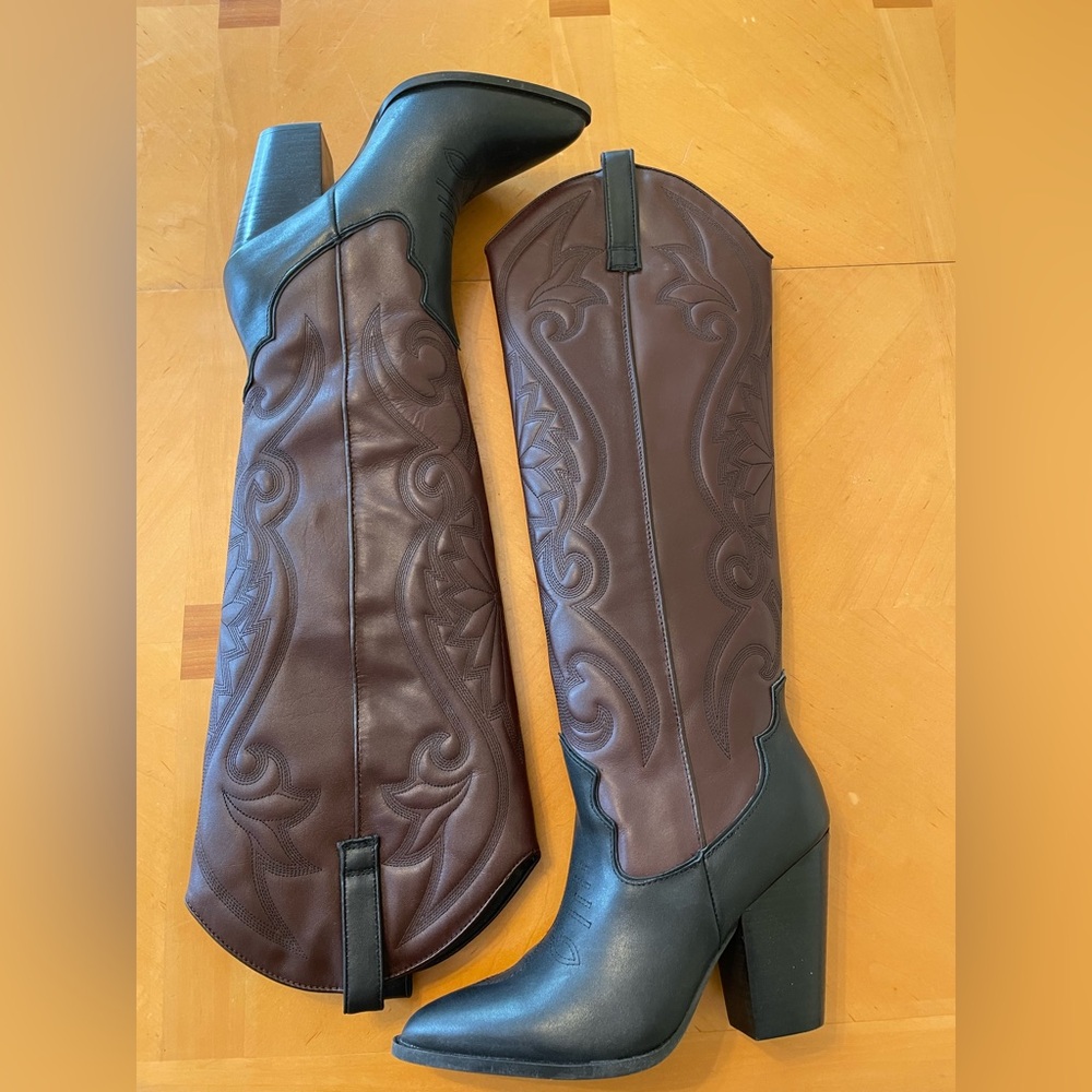 Steve Madden LASSO BOOTS BROWN/RED LEATHER